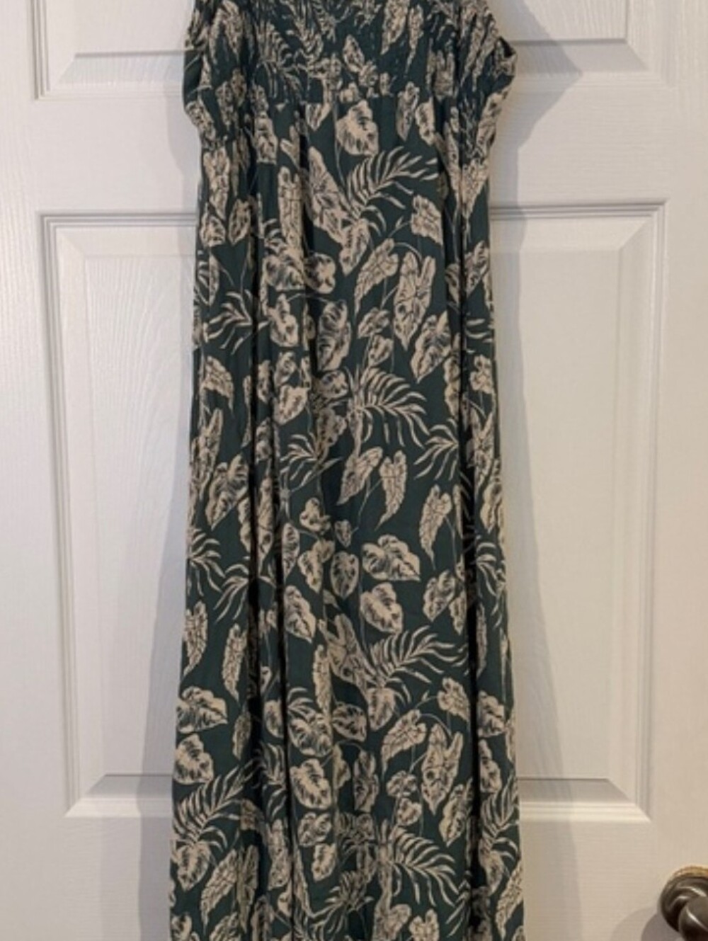 Angie Green and Cream Tropical Print Maxi Dress